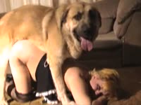 Beastiality lover husband and wife having dog sex